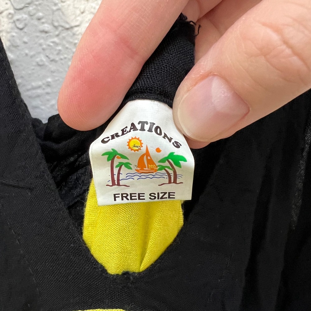 Creations Jamaican Flag Harem Jumpsuit Black Yellow Green Boho One Size Rayon - Picture 7 of 8